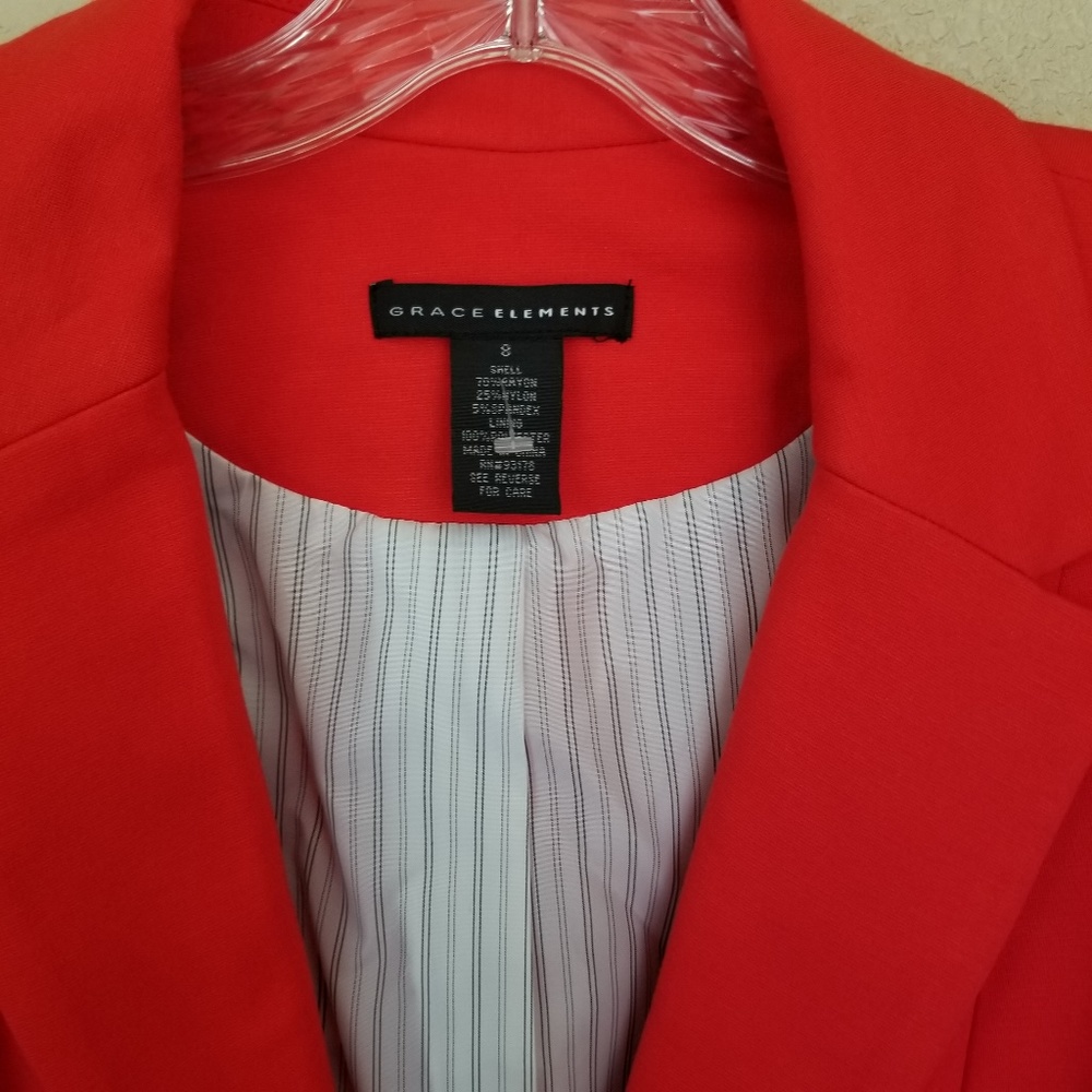 Grace Elements Red One Button Jacket Blazer 8 - image 6